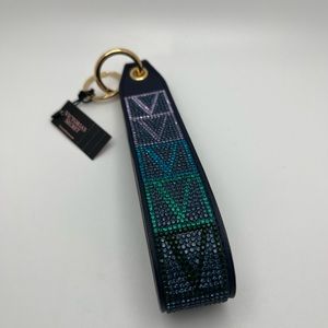 VICTORIA'S SECRET/PINK RHINESTONE OMBRE LOGO WRISTLET STRAP KEY CHAIN *PURPLE*